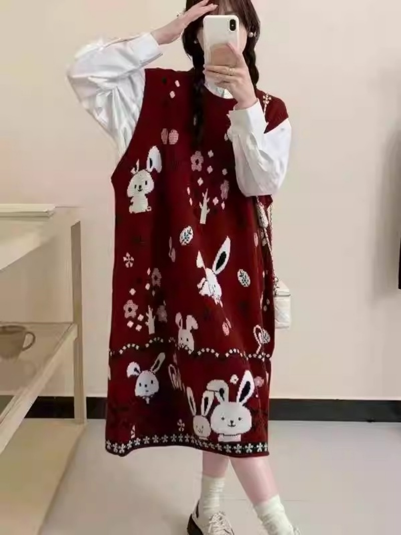 Winter Clothing Trends 2025 Women'S - Abito gilet maglione pigro cartone animato