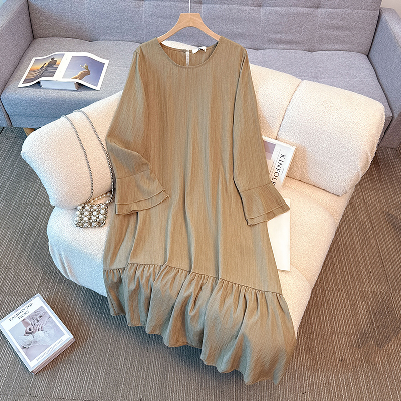 Winter Clothing Plus Size - Elegante vintage O-collo tinta unita manica