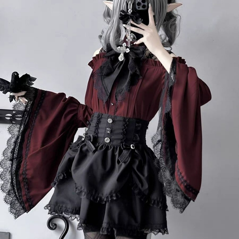 Y2K Winter Clothing - Camicie stile Lolita gotico Y2k Donna