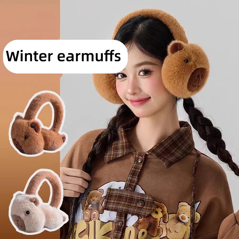 Ear Muff Foldable - Simpatici paraorecchie Capibala Cartoon Dolphin Peluche